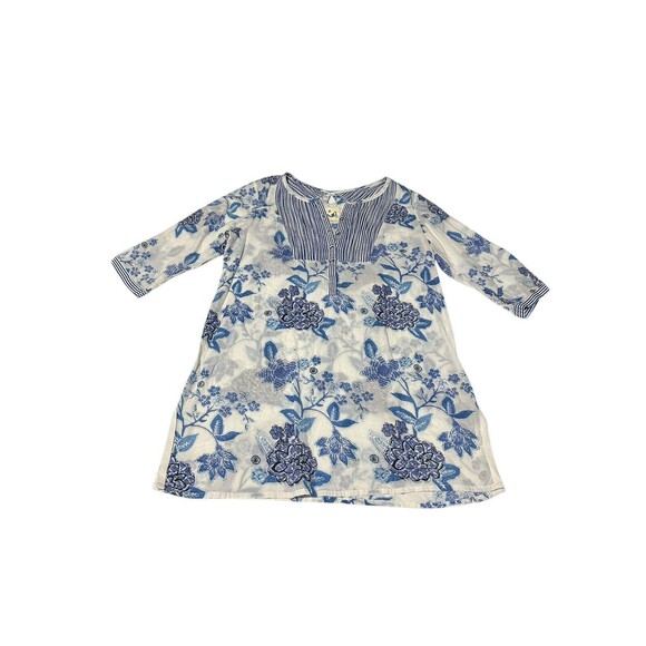 Anthropologie MERMAID Small Floral Sea Holly Tunic Top Stripes Beach Summer F10 - Picture 2 of 9